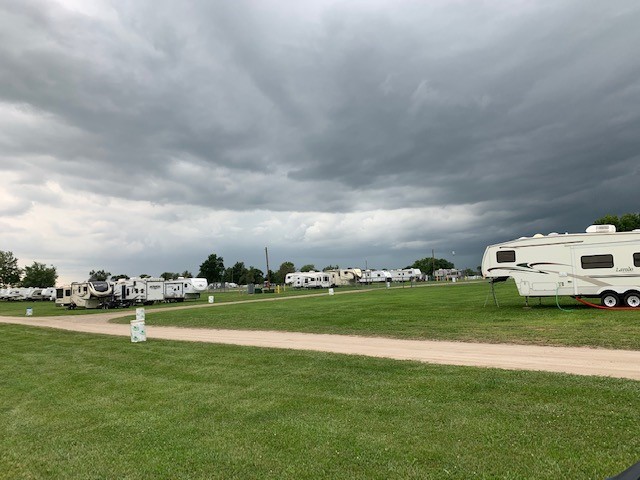 Stormy clouds over the Missouri State Fairgrounds Campgrounds