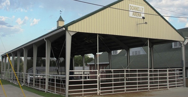 A side view of the exterior of Donnelly Arena