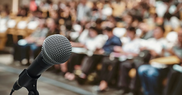 A close up view of a microphone