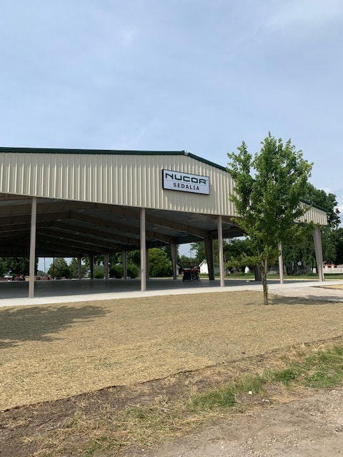 A far away view of the Nucor Director's Pavilion